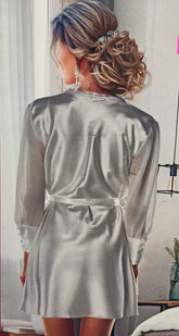 Elegant White Satin Robe Set
